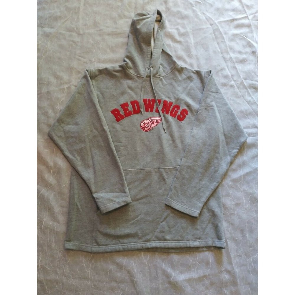 CSA Embroidered Detroit Red Wings Gray Hoodie Men's Medium